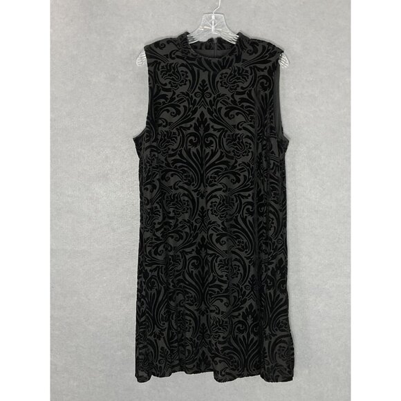 Jessica Howard Dress‎ Womens 16 Black Velvet High Neckline Sleeveless Whimsigoth - Picture 1 of 13